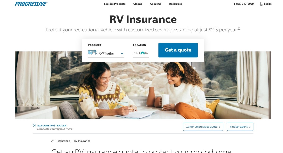  Progressive offers a wide range of RV insurance options