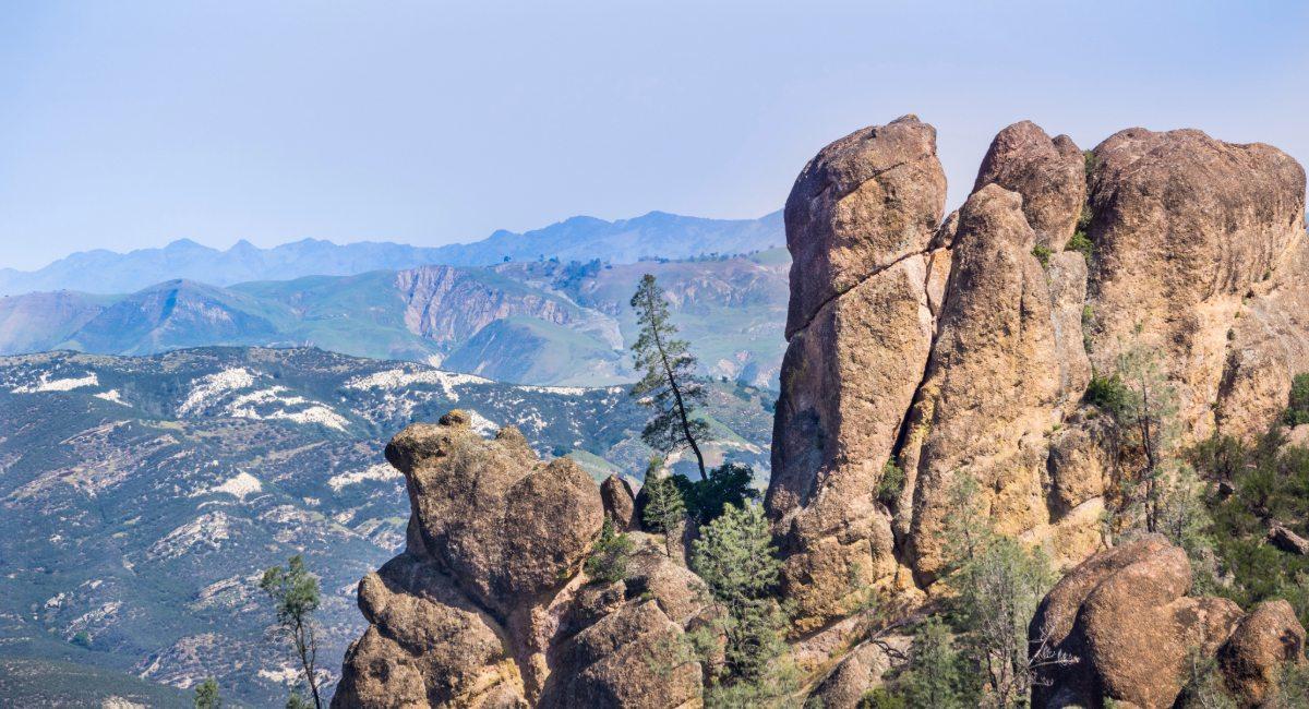 Pinnacles National Park rock formations and volcanic spires - closest national park for RV camping from San Francisco