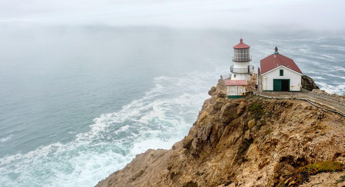 Point Reyes National Seashore lighthouse on coastal cliff - close RV camping option near San Francisco Bay Area