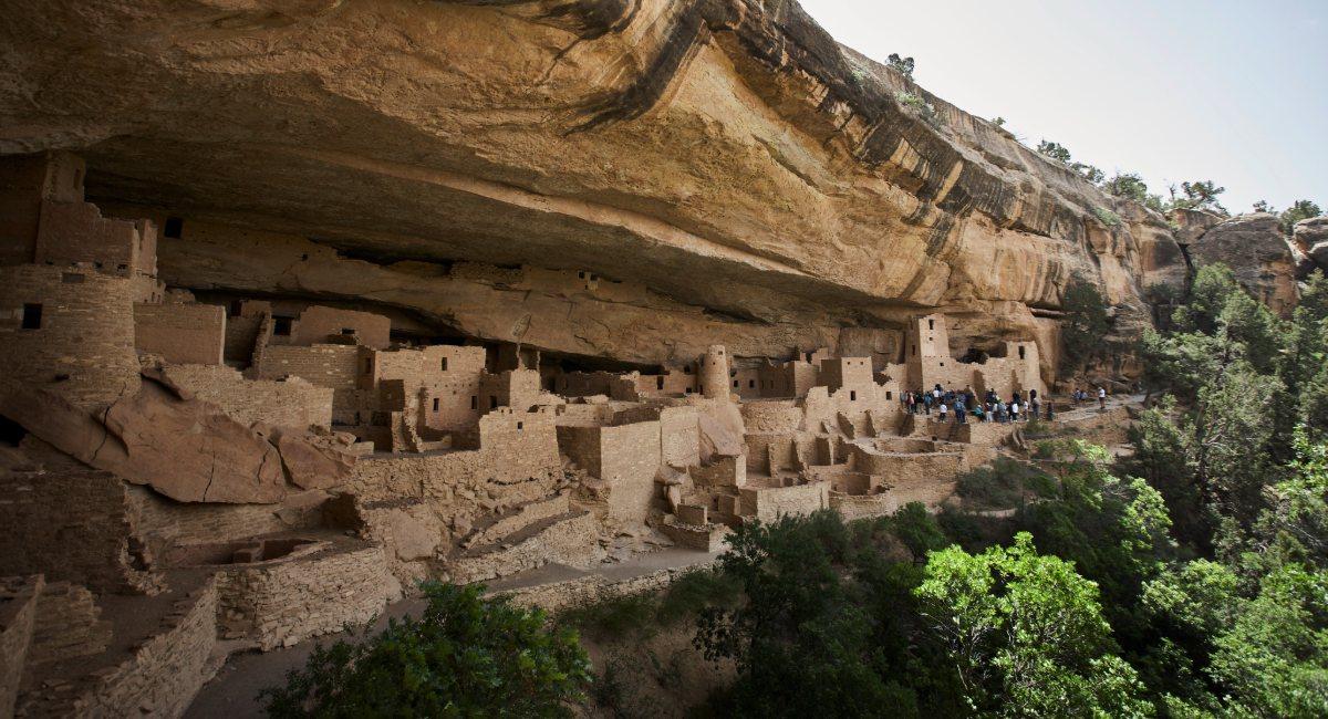 Ancient Ancestral Puebloan cliff dwellings at Mesa Verde National Park, UNESCO World Heritage Site accessible by RV with 46-foot length limit
