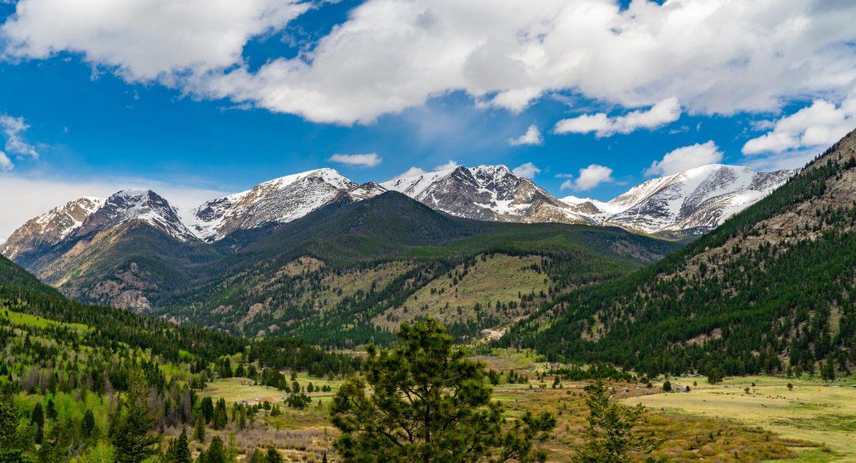 Rocky Mountain National Park scenic vista with rolling hills and mountain peaks, accessible by RV from Colorado Springs in 2.5 hours